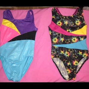 2 Moret Active Girl Gymnastic Leotard Size 6/7 S